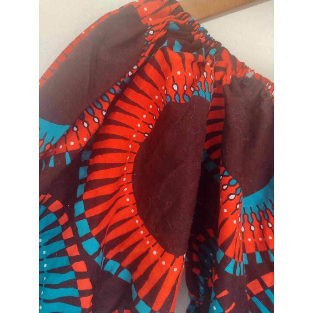 Handmade African Wax Print Off Shoulder Crop Top Super Java Boho Peasant - Picture 4 of 5